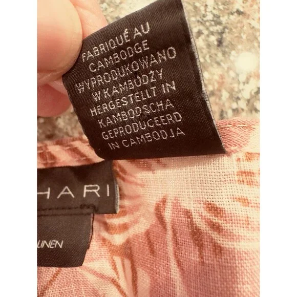 Tahari Linen Shirt Top Blouse Tunic Floral Machine Washable Women's Size M - Picture 4 of 8